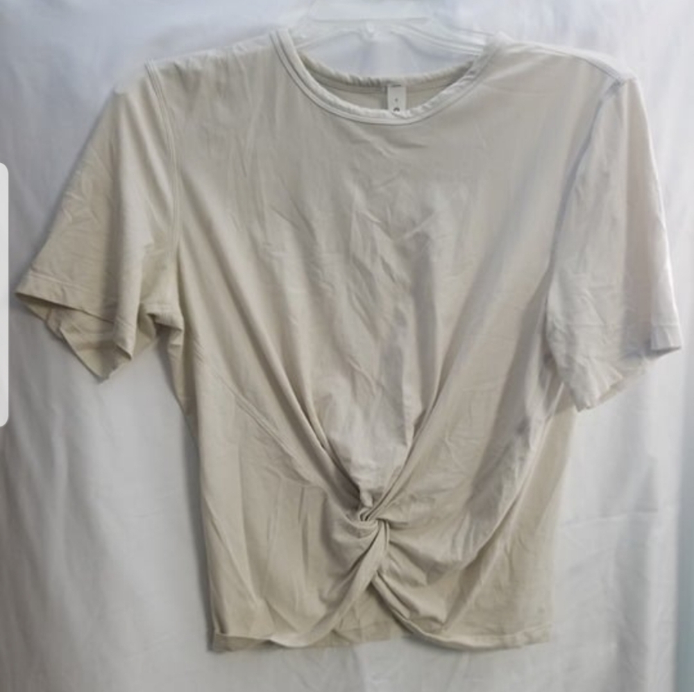 Womens White Lululemon Twist Front Tee Shirt Size 6
